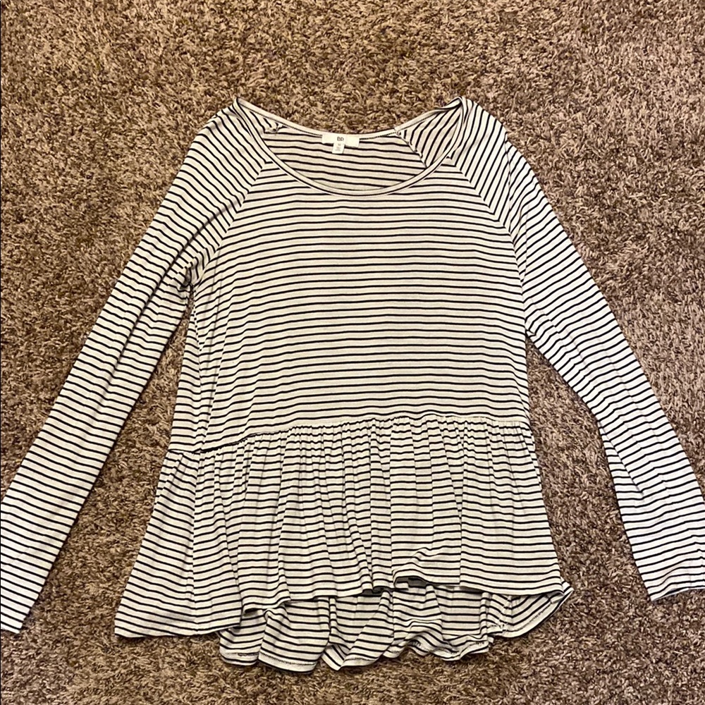 Bp. Striped peplum Long Sleeve Women's Top